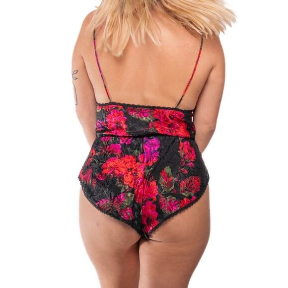 Lucie Ann II Vintage 70's Floral Teddy Romper High Cut Lingerie - Picture 8 of 10